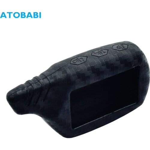 Carbon Fiber Silicone Car Key Case For StarLine B9 B6 A91 A61 V7 Starlionr B9 Two Way Car Alarm LCD Remote Control Fob Cover Bag