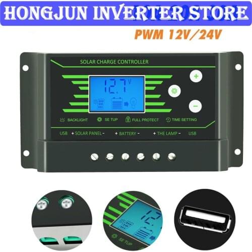 High quality 30A Solar Controller 12V/24V Dual USB PWM Street Lamp Intelligent Charging Controller
