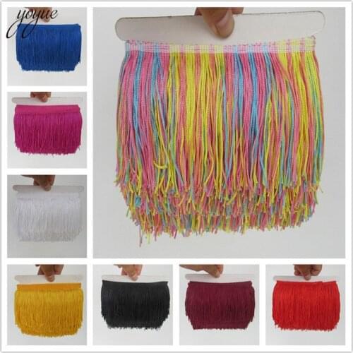 YOYUE 10meter/lot 10cm Wide Lace Fringe Trim Tassel Fringe Trimming For DIY Latin Dress Stage Clothes Accessories Lace Ribbon