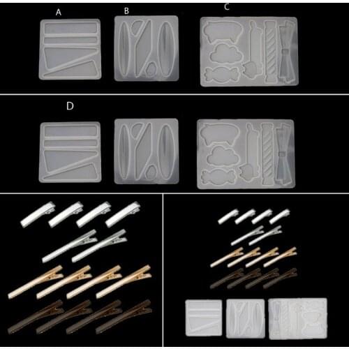 Acrylic Resin Hair Barrette Resin Mold Geometric Alligator Hair Clips Resin Mold