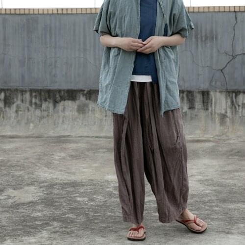 Women Wide Leg Pants Causal Comfort Solid Linen Cotton Lace-up Pants Casual Loose Straight Pants Ladies Long Trousers Plus Size