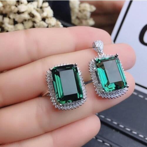 Big size clear shiny green crystal ring for women fine jewelry 925 sterling silver good cut birthday party gift classical color