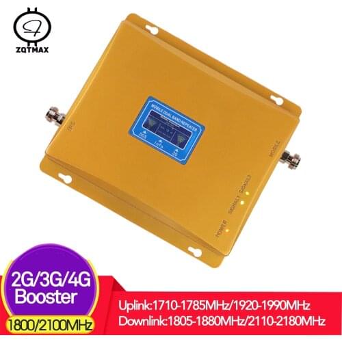 ZQTMAX 2G 3G 4G Cell Phone Signal Booster dcs wcdma Dual band LTE 1800 Cellular amplifier 2100 internet repeater B1 B3