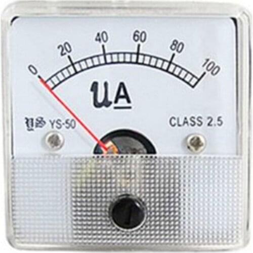 1 PC DC 0-100uA Square Face Analog Current Panel Ammeter