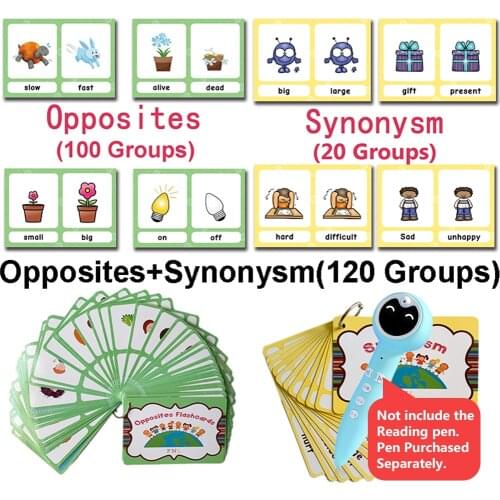 120 Groups Opposites Synonyms English Flashcards Word Picture Card Games for Kids Educational Toys For Children Baby Gifts