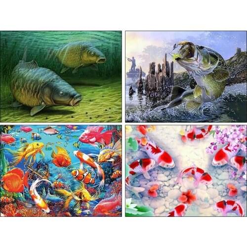 5D Diamond "fish" Diamond Embroidery Full Round/ Square Diy Diamond Painting Set Cross Stitch Home Decor