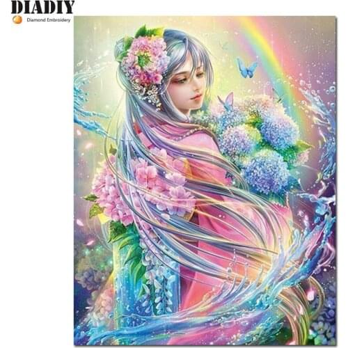 5D DIY Diamond Embroidered Acupuncture Cross Stitch "Flower Fairy" Diamond Art Wall Photo Christmas Decorative Mosaic Gift