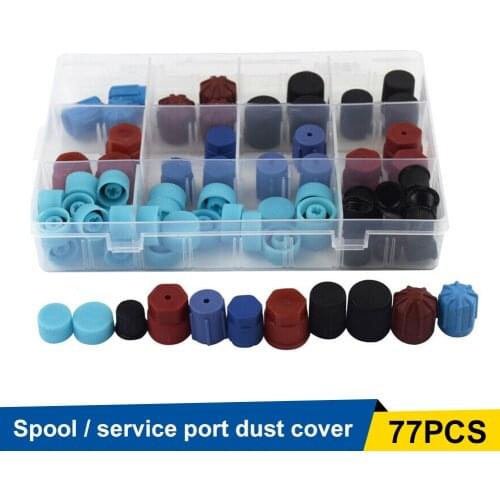 77PCS Universal Car A/C R134a R12 Valve Cap High Low Protective Dust Caps Air Conditioning Refrigerant Valve Dust Cap Cover