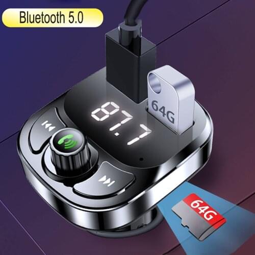 JINSERTA Car Bluetooth FM Transmitter Handsfree Call Dual USB Charger Support U Disk TF Card Mp3 Music Player