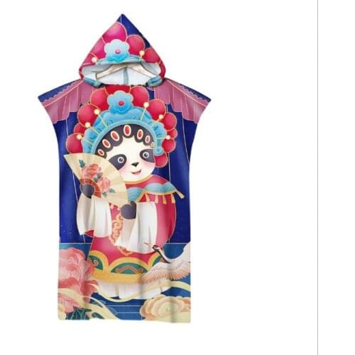 Printed Panda Microfiber Bath Towels Beach Towel Changing Bathrobe Cloaks Hooded Swimming Gym Fitness Towels
