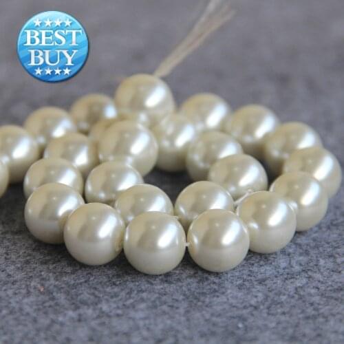 For Necklace&Bracelet White Shell Pearl Beads 4mm 6mm 8mm 10mm 12mm 14mm Gifts For Women Girl Loose Beads Jewelry Making 16inch