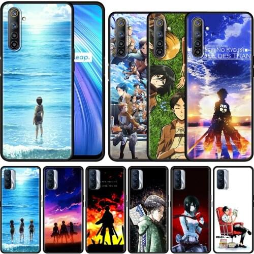 CellPhone Case For Realme 8 C21 6 7 Pro C3 XT GT Neo C15 C11 C12 5 7i X50 X7 Black Silicone Fundas Capa Attack On Titan Live