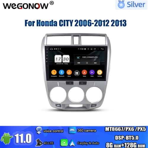 For Honda CITY 2006-2012 2013 PX6 DSP Android 10.0 4GB RAM 64GB 8 core Car DVD Player GPS map RDS Radio wifi 4G Bluetooth 5.0