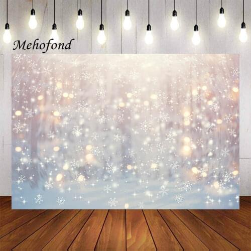 Mehofond Photography Background Winter Bokeh Snowflake Christmas Glitter Bokeh Kids Portrait Decor Backdrop Photo Studio Props