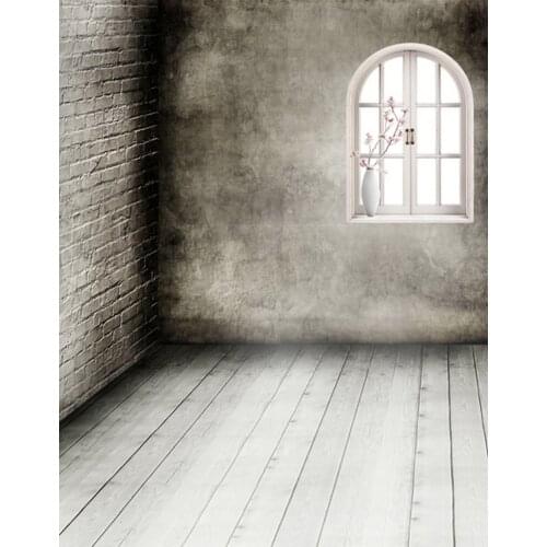 5x7ft Wooden Floor Brick Wall Window Flowers Photography Backdrops Photo Props Studio Background
