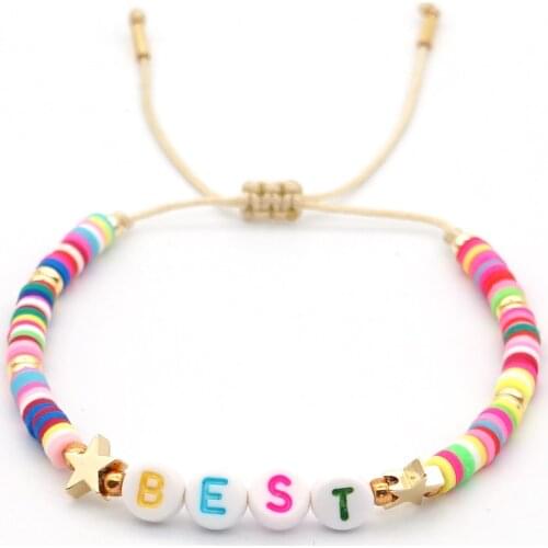 GO2BOHO Custom Heishi Disc Beads Bracelets For Women Name Bracelet DIY Letter Best Friend Gift Pulseras Star Handmade Jewelry