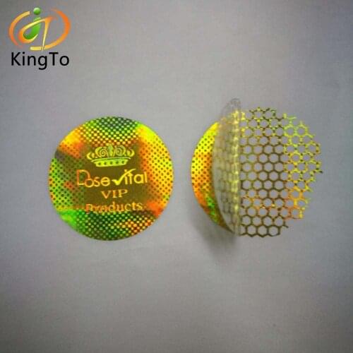 Custom embossing printing self adhesive waterproof holographic label honeycomb tamper proof hologram sticker