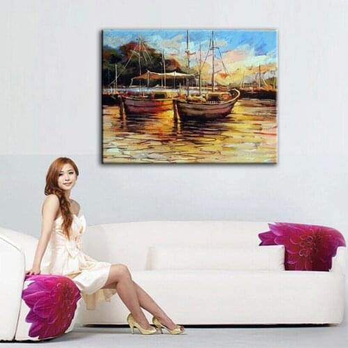 Home decor oil painting hand painted high quality landscape knife painting pictures DM1609312