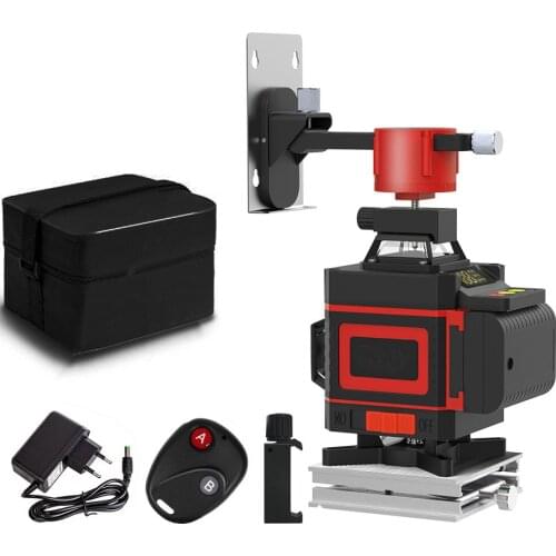 Laser Level 16 Lines 4D Self Levelling Green Beam Laser Horizontal & Vertical Cross-Line with Wall Bracket Indoors and Outdoors