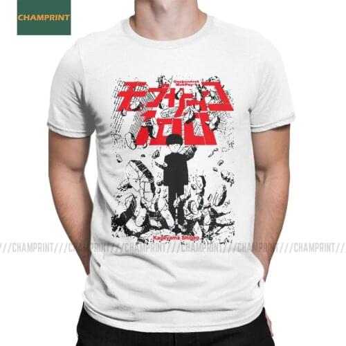 Mob Psycho 100 T-Shirts Men Cotton T Shirt Shigeo Kageyama Anime Reigen Arataka Esper MP100 Manga Short Sleeve Tees Adult