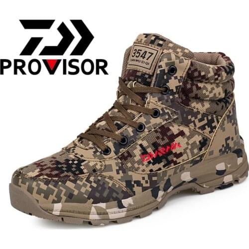 Daiwa 2021 New Mens Winter Camouflage Fishing Shoes Plus Velvet Thickened Army Cotton Shoes Sports Fishing Shoes Hiking Shoes