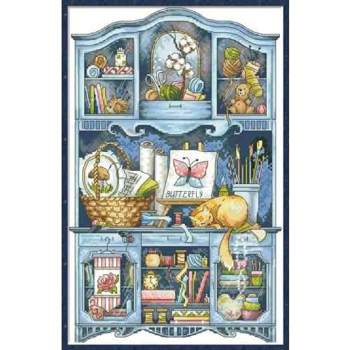 Handmade Cabinet Stamped Cross Stitch Pattern Kits Printed Canvas Embroidery 11CT 14CT DIY Needlework Craft Home Decor Paintings