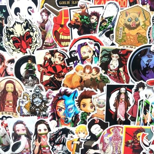 50pcs Demon Slayer Kimetsu No Yaiba Stickers for Laptop Suitcase Luggage Guitar Car Children Toys Anime Manga Sticker Vsco