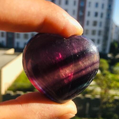 Natural colored fluorite heart natural crystal meditates for chakra balance 1pcs