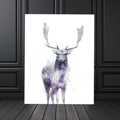 Watercolor Deer Head wild animal Nordic Posters And Prints Wall Art Canvas Painting Decoration Pictures For Living Room Decor