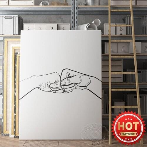 Hand And Hand Line Poster, Abstract Human Parts Sketch Prints, Minimalism Wall Art, Tacit Understanding Still Life Wall Decor