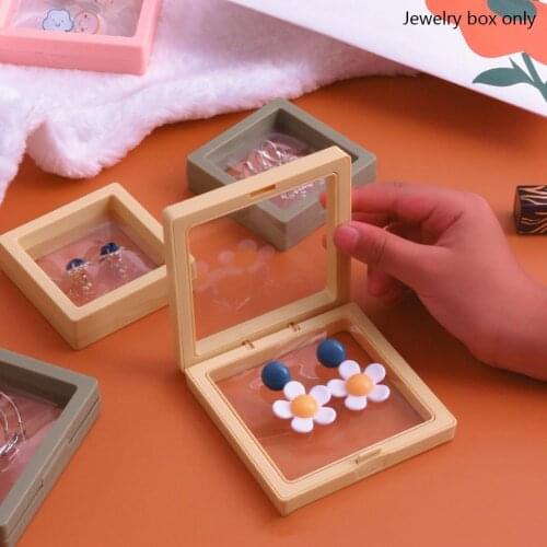 Transparent Art Container Frame Jewelry Storage PE Film Suspension Jewelry Display Box Rack For Ring Necklace Bracelet Earring
