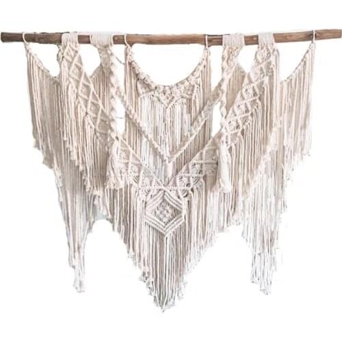 Nordic hand woven large rope tapestry bedroom sofa background wall hanging cloth wedding background tapestry room decoration