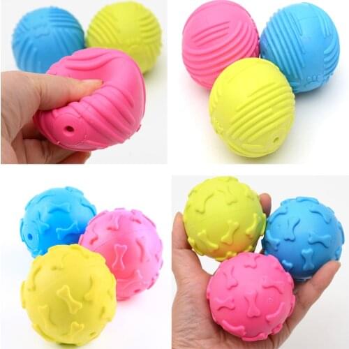 Dog Sound Play Ball Cat Puppy Training Cleaning Teeth Toy Squeaky Chew Interactive Rubber Bite Resistant Funny Small Pet Toys