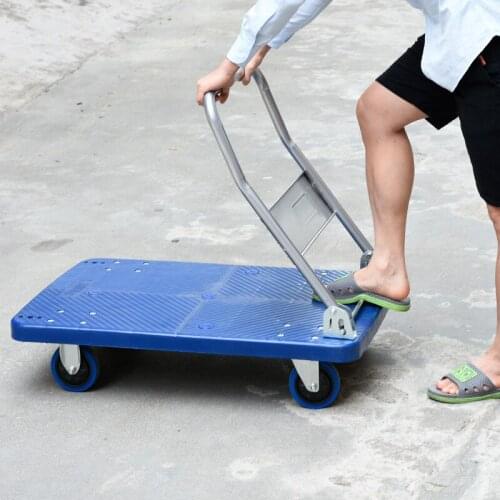 Flatbed Pushcart Foldable Silent Wheel Trolley Foldable Silent Trolley Pull Van Dynamic Load 300kgs