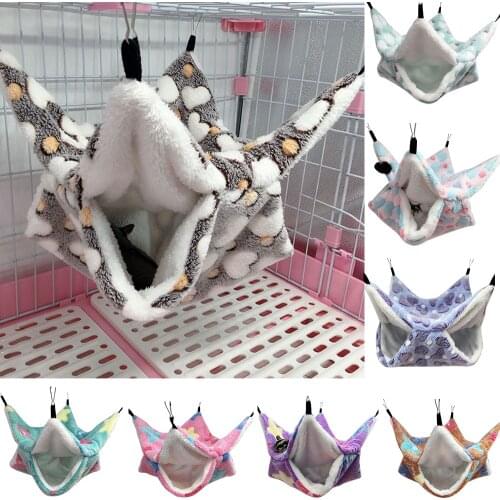 Warm Hamster Hammock Hanging Beds House Winter Small Animal Squirrel Guinea Pig Double-layer Plush Cotton Nests Pets Supplies