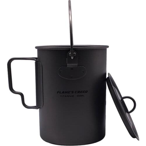 900ml Titanium Pot Titanium Water Mug Cup with Lid and Foldable Handle Outdoor Camping Pot Cooking Pots Picnic Hang Pot