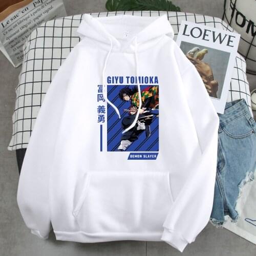 Giyu Tomioka Cartoon Print Mens Sweatshirt Street Fashion Hip Hop Hoodie For Men Loose Korean Warm Harajuku Oversize Clothes