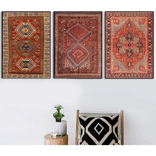 Oriental Carpet Pattern Vintage Posters And Prints Antique Persian Carpet Retro Wall Art Canvas Painting Home Interior Decor