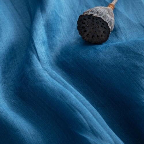 High quality pure ramie tissu blue patchwork High grade dress shirt clothing tissus