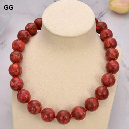 GuaiGuai Jewelry 20" 20MM Red Coral Necklace