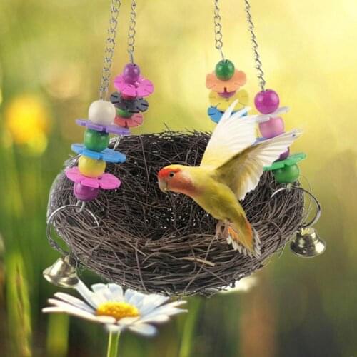 Funny Durable Bird Nest Lovely Attractive Colorful Parrot Braided Hanging Nest for Pet Birds Accessories Supplies Decor