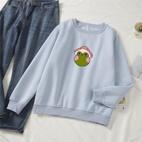 Women Hoodies Oversized Long Sleeve Loose Sweatshirt Women Aesthetic Oversized Hoodie Funny Mushroom Frog Sweetshirt for Girls