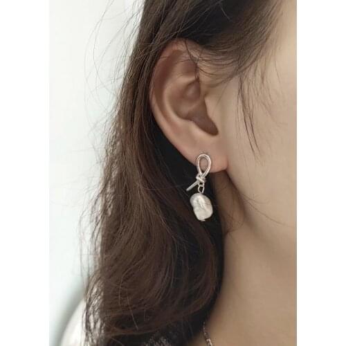 Silvology Tie A Knot Pearl Earrings Sterling 925 Silver Irregular Design New Fashionable Stud Earrings For Women Elegant Jewelry