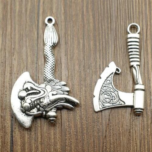 1pcs Charms Dragon Ax DIY Jewelry Findings DIY Jewelry Making Jewelry Accessories Antique Silver Color Viking Ax Charms
