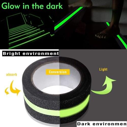2inch Fluorescent Anti Slip Tape Black and Green Safety Grow in The Dark Non Slip Waterproof Luminous Tape