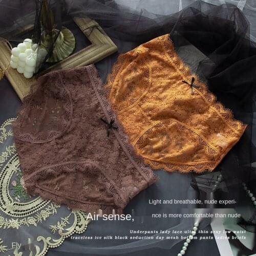 2021 Womens Cotton Underwear Sexy Lace Panties Fashion Hollow Out Bow Briefs Low Waist Seamless Underpants Female Lingerie