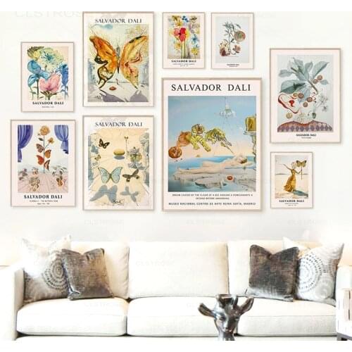 Abstract Figure Flower Animals Poster Vintage Tiger Butterfly Cherry Wall Art Canvas Paintings for Living Room Home Decoration