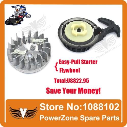 Aluminum Pull starter With Flywheel Easy to Pull Fit 47cc 49cc 2 Stoke Mini Dirt Pocket Pit Bike Moto ATV Quad Free Shipping