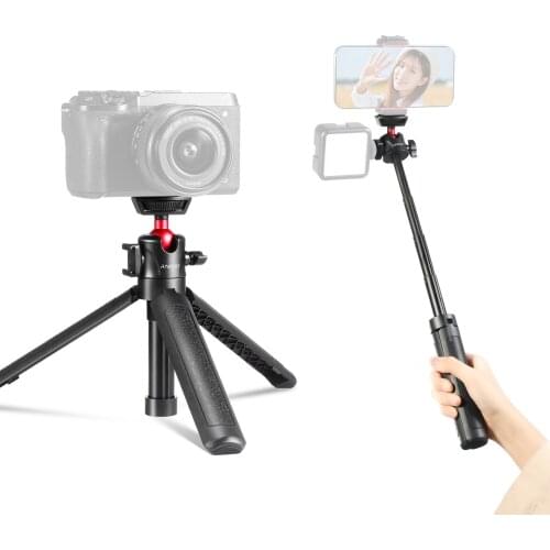 Andoer 4Section Extendable Selfie Stick Tripod 44cm 2KG Payload with Cold Shoe 1/4 Screw for Phone Camera Mic LED Light Mounting
