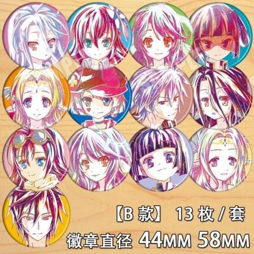 Anime No Game No Life Sora Shiro Figure 4653 Badges Round Brooch Pin Gifts Kids Collection Toy